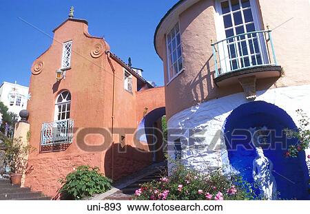 Decorative Buildings Portmeirion Wales UK View Large Photo Image Stock Image - Decorative Buildings Portmeirion Wales UK. Fotosearch