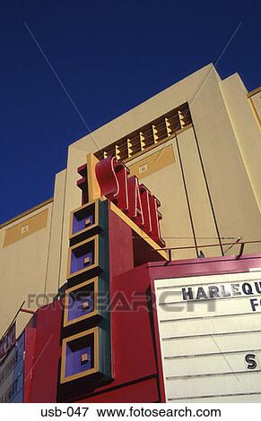 Stock Photo - Detail of 1940s Cinema Sign Olympia Washington USA. Fotosearch