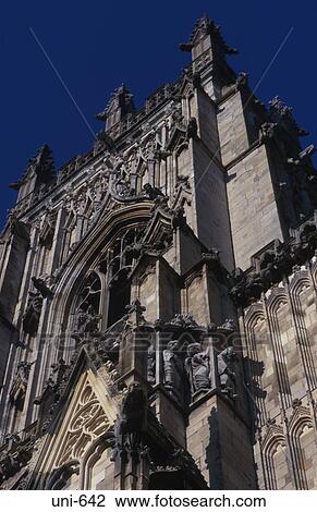 Stock Image - Detail of Carved Butresses York Minster UK. Fotosearch