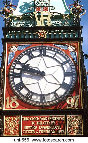 Stock Photograph - Dial of Eastgate Clock Chester UK. Fotosearch
