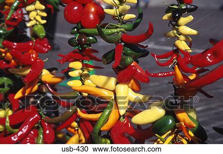Stock Image - Dried Chillies Seattle Public Market. Fotosearch