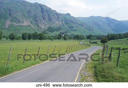 Empty Country Road in Valley Floor UK View Large Photo Image Stock Photography - Empty Country Road in Valley Floor UK. Fotosearch