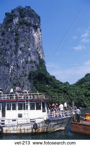 Ferry in Halong Bay Vietnam View Large Photo Image Stock Image - Ferry in Halong Bay Vietnam. Fotosearch