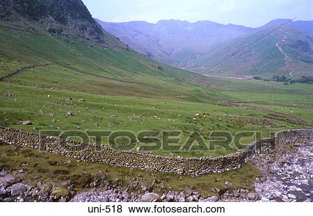 Fields and Mountains Lake District UK View Large Photo Image Stock Photo - Fields and Mountains Lake District UK. Fotosearch