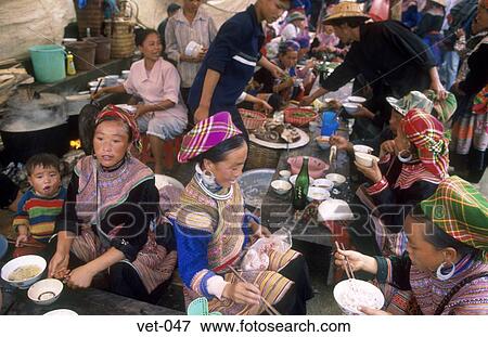 Stock Photo - Flower H'mong Women Bac Ha Market Vietnam Asia. Fotosearch