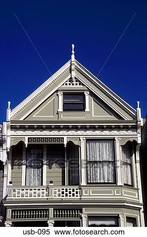 Gable of Old Wooden Town House San Francisco USA View Large Photo Image Stock Photography - Gable of Old Wooden Town House San Francisco USA. Fotosearch