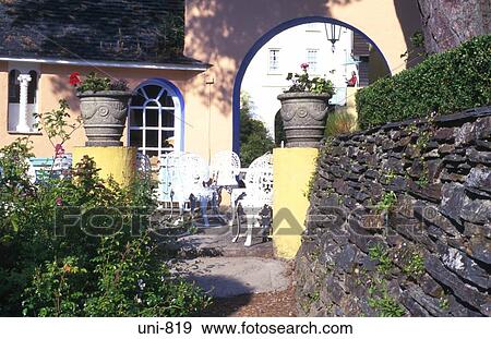 Stock Photo - Garden Portmeirion Wales UK. Fotosearch