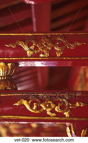 Stock Image - Gilded Wood Vietnam Asia. Fotosearch
