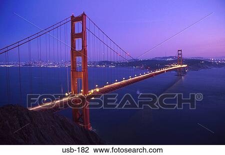Golden Gate Bridge at Night San Francisco USA View Large Photo Image Stock Image - Golden Gate Bridge at Night San Francisco USA. Fotosearch