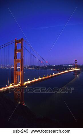 Golden Gate Bridge at Night USA View Large Photo Image Stock Image - Golden Gate Bridge at Night USA. Fotosearch
