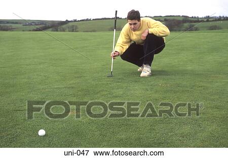 Golfer Checking Assessing Green Scotland View Large Photo Image Stock Photo - Golfer Checking Assessing Green Scotland. Fotosearch
