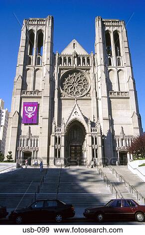 Gothic Facade of Grace Cathedral San Francisco USA View Large Photo Image Stock Photo - Gothic Facade of Grace Cathedral San Francisco USA. Fotosearch