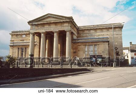 Greek Revival Facade of Brecknock Museum Brecon UK View Large Photo Image Picture - Greek Revival Facade of Brecknock Museum Brecon UK. Fotosearch