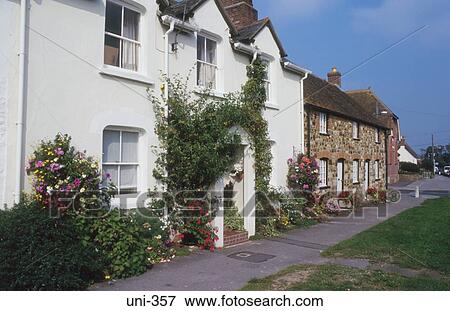 Stock Photo - Houses on Village Street England. Fotosearch