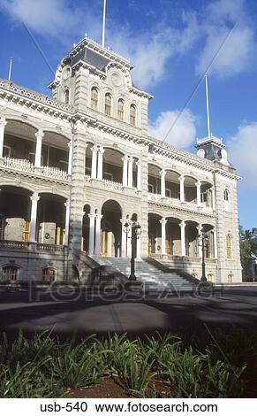 Stock Image - Iolani Palace Oahu Hawaii USA. Fotosearch