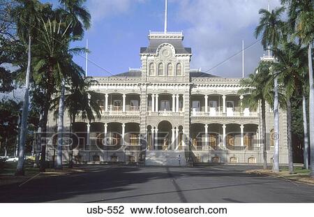 Stock Image - Iolani Palace Oahu Hawaii USA. Fotosearch