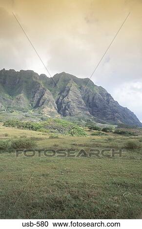 Stock Image - Koolau Mountain Range Oahu Hawaii USA. Fotosearch