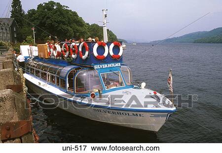 Lake Cruiser with Tourists Windermere UK View Large Photo Image Stock Photo - Lake Cruiser with Tourists Windermere UK. Fotosearch