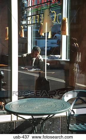 Man in Coffee Shop Seattle Washington State USA View Large Photo Image Stock Photo - Man in Coffee Shop Seattle Washington State USA. Fotosearch