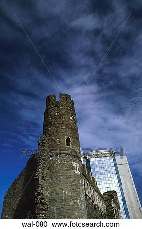 Modern Offices Behind Stone Tower Swansea Wales View Large Photo Image Stock Image - Modern Offices Behind Stone Tower Swansea Wales. Fotosearch