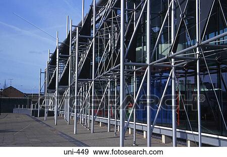Modern Tubular Steel Building Wales View Large Photo Image Stock Photo - Modern Tubular Steel Building Wales. Fotosearch
