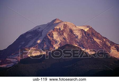Stock Photo - Mount Rainier at Sunset Washington USA. Fotosearch