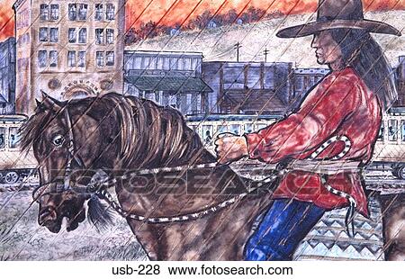 Stock Photo - Mural of American Indian in Victorian Town. Fotosearch