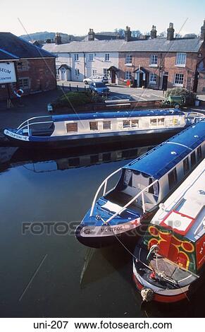 Narrowboats in Basin on Welshpool Canal Wales View Large Photo Image Stock Photo - Narrowboats in Basin on Welshpool Canal Wales. Fotosearch