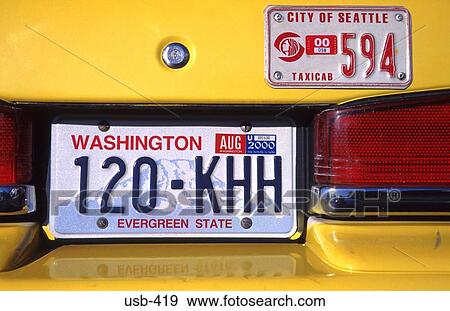 Number Plate of Seattle Yellow Cab USA View Large Photo Image Stock Photo - Number Plate of Seattle Yellow Cab USA. Fotosearch