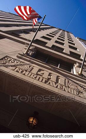 Office Building and American Flag Seattle USA View Large Photo Image Stock Photography - Office Building and American Flag Seattle USA. Fotosearch
