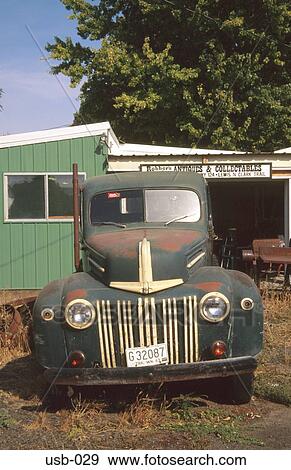 Stock Photo - Old Fifties Pickup in Farmyard Washington State USA. Fotosearch