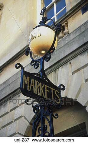 Old Ironwork Market Sign Bath UK View Large Photo Image Stock Photo - Old Ironwork Market Sign Bath UK. Fotosearch