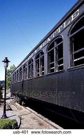 Stock Image - Old Railway Carriage Snoqualmie USA. Fotosearch