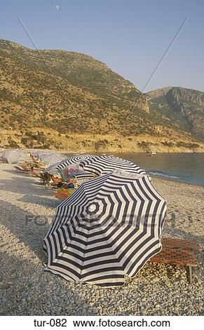 Stock Image - Parasol on Beach Fethiye Turkey. Fotosearch