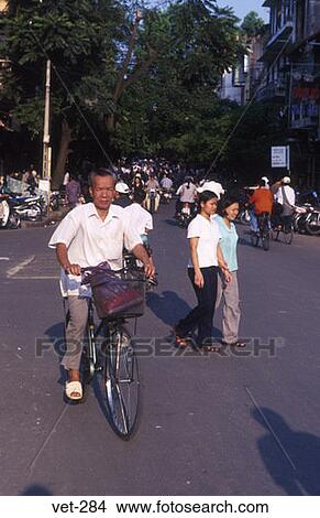 Pedestrians and Cyclist Hanoi Vietnam View Large Photo Image Picture - Pedestrians and Cyclist Hanoi Vietnam. Fotosearch