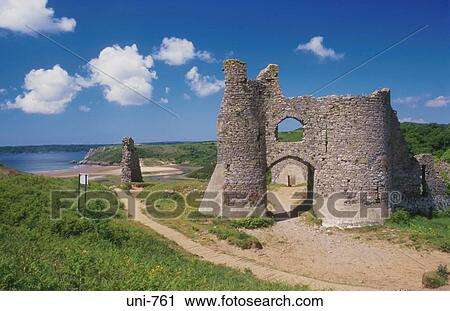 Pennard Castle Gower Peninsular Wales UK View Large Photo Image Stock Image - Pennard Castle Gower Peninsular Wales UK. Fotosearch