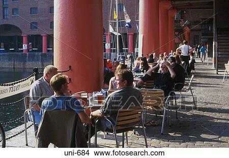 People at Dockside Pavement Cafe Liverpool UK View Large Photo Image Picture - People at Dockside Pavement Cafe Liverpool UK. Fotosearch