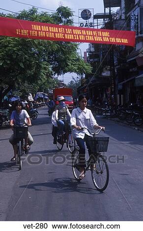 People Riding Bicycles Hanoi Vietnam View Large Photo Image Stock Image - People Riding Bicycles Hanoi Vietnam. Fotosearch