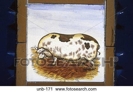 Pig Illustration on Tile Hay on Wye Wales UK View Large Photo Image Stock Image - Pig Illustration on Tile Hay on Wye Wales UK. Fotosearch