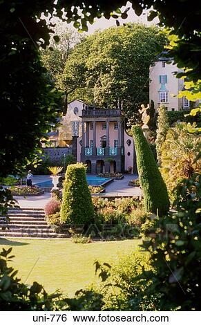 Portmeirion Village Green and Gloriette UK View Large Photo Image Stock Photograph - Portmeirion Village Green and Gloriette UK. Fotosearch