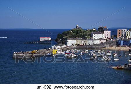 Promontory and Fishing Village Tenby Wales UK View Large Photo Image Stock Image - Promontory and Fishing Village Tenby Wales UK. Fotosearch