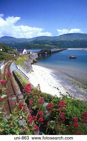 Rail Bridge Barmouth Wales UK View Large Photo Image Stock Image - Rail Bridge Barmouth Wales UK. Fotosearch