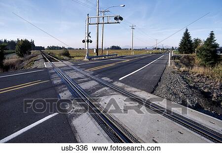 Stock Photograph - Railway Level Crossing Washington State USA. Fotosearch