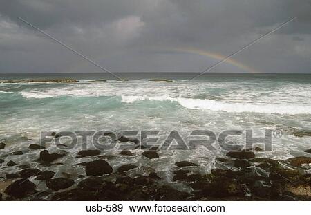 Rainbow at Kaalaea Point Oahu Hawaii USA View Large Photo Image Stock Photo - Rainbow at Kaalaea Point Oahu Hawaii USA. Fotosearch