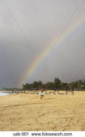 Rainbow over Beach Oahu Hawaii USA View Large Photo Image Stock Image - Rainbow over Beach Oahu Hawaii USA. Fotosearch