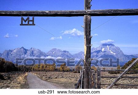 Ranch Gate Wyoming USA View Large Photo Image Stock Image - Ranch Gate Wyoming USA. Fotosearch