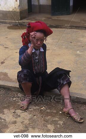 Red Dzao Woman Vietnam View Large Photo Image Stock Photo - Red Dzao Woman Vietnam. Fotosearch