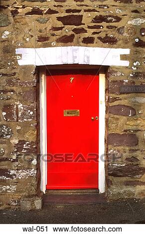 Red Front Door House (Wales) View Large Photo Image Stock Image - Red Front Door House (Wales). Fotosearch