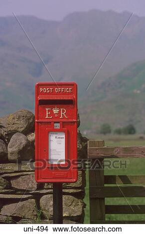 Red Post Box with Mountains Beyond UK View Large Photo Image Picture - Red Post Box with Mountains Beyond UK. Fotosearch