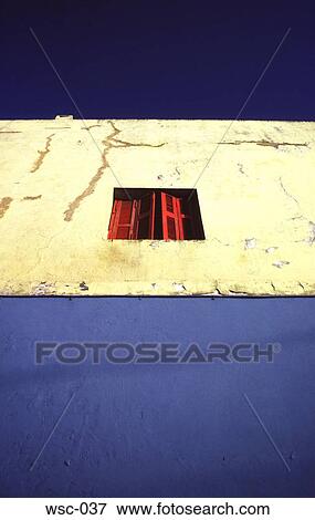 Red Window in Yellow and Blue Wall Argentina View Large Photo Image Stock Photo - Red Window in Yellow and Blue Wall Argentina. Fotosearch